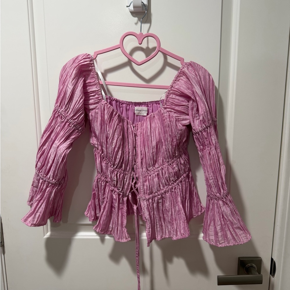 Lovers + Friends Lilac Ruched Blouse